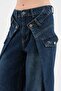 Women's Balloon Fit Design Jeans with Folded Front Detail and Side Pockets - 6