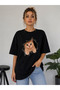 Cute Cat Printed 3D Ripped Effect Half Oversize Crew Neck Unisex T-Shirt – Cute Cat Graphic Printed Casual T-Shirt