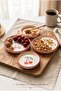 Snack Bowl Set of 4 Cherry Patterned Round Breakfast Sauce Bowls with Red Edges Presentation Plates - 2