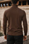 Men's Trendy Winter High-Neck Brown Knit Sweater - 3