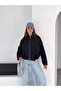 Women's Zippered Off-Shoulder Oversized Bomber Jacket - 3