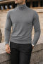 Men's Trendy Winter High-Neck Anthracite Knit Sweater - 5