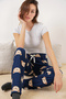 Women's Patterned Pajama Bottoms 1553 - F.Navy Blue