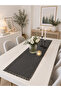 Linen Tassel Detailed Smoked Gray Linen Runner