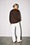 Brown Oversize Printed Women's Sweatshirt - 4