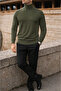 Men's Trendy Winter High-Neck Khaki Knit Sweater - 3