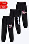 3 İplik Girl's 3-Piece Printed Double Pocket Sweatpants