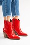 Wemma Women's Genuine Leather Zippered Western Boots Red - 6