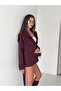 Women's Premium Trench Coat with Plum Color Stand Collar Lining - 3