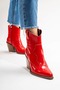 Wemma Women's Genuine Leather Zippered Western Boots Red - 7
