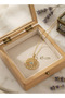 316L Steel Chain Gold Color Blue Stone Lotus Model Necklace - 4