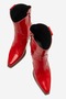 Wemma Women's Genuine Leather Zippered Western Boots Red - 4