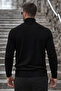 Men's Winter Basic Long Collar Black Sweater - 6