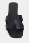 Mavora Black Matte Leather H Band Women's Slippers - 6