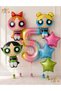 Powerpuff Girls Themed 5 Year Old Balloon Set 7 Pieces - Powerpuff Girls Birthday Balloon Set
