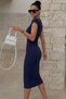 Women's Crew Neck Short Sleeve Lycra Midi Casual Dress - 3