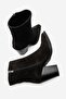 Wanise Women's Genuine Leather Pointed Toe Boots Black Suede - 5