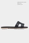Mavora Black Matte Leather H Band Women's Slippers - 2
