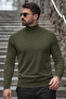 Men's Winter Basic Long Collar Khaki Sweater - 5