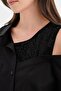 Women's 100% Cotton One-Shoulder Open-Fit Shirt with Stone Design - 6