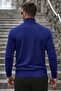 Men's Winter Basic Long Collar Navy Blue Sweater - 6