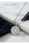 316L Steel Chain Silver Color Zircon Stone Detailed White Pearlescent Moon Star Engraved Pendant