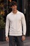 Men's Shiny Pocketless Plain Pattern White Sweater - 4