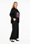 Plus Size Hooded Butterfly Printed Stone Detailed Striped Cotton Wide Leg Pants Women's Two-Piece Set - 6