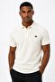 Men's Ecru Polo Collar T-Shirt 100% Cotton Pique Fabric Regular Fit Short Sleeve Mountain Embroidery