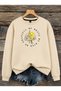 Women's Be Careful Floral Bouquet Printed Comfortable Fit Crew Neck Beige Sweatshirt