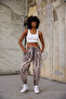 Women's Patterned Trousers with Elastic Waist and Cuffs - 2