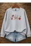 Women's Autumn Leaves Graphic Printed Comfortable Fit Crew Neck Gray Sweatshirt