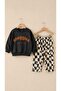 Baby Boy Embroidered Sweatshirt Checkered Patterned Pants Set - 3