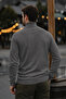 Men's Casual Slim Fit Anthracite Full Turtleneck Sweater - 6