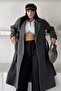 Women's Belted Lined Buttoned Long Cashmere Coat - 2