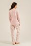 Women's Long Sleeve Pink Patterned Modal Pajama Set (with Socks as a Gift) - 4
