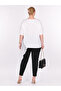 Plus Size Asymmetrical Chiffon Detailed Stone and Denim Appliqué Printed Relaxed Cut Women's Blouse - 7