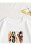 Live to Ride at Printed Comfortable Fit Crew Neck Women's White Sweatshirt - 3