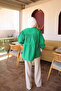 Green Front Tie Drawstring Shirt - 5