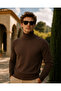 Men's Winter Slim Fit Brown Sweater - 5