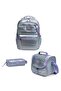 Silver 3-Piece School Bag Set Set0127422 Waterproof Polyester + Pvc Fabric Special Production Polyester + Pvc Lining