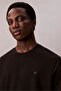Men's Regular Fit Ck Logo Embroidered Round Neck Short Sleeve Black T-Shirt - 6