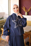 Navy Blue Star Stone Embroidered Jacket and Skirt Set - 2