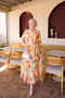 Beige Half-Buttoned Layered Dress with Elastic Sleeves - 2