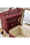Large Size Makeup Bag with Mirror - Large Volume Travel Cosmetic Case Burgundy Leather - 5