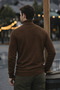 Men's Casual Slim Fit Brown Full Turtleneck Sweater - 6