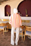 Orange Zippered Jacket with Elastic Sleeves - 3