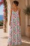 Women's Patterned Strappy V-Neck Long Summer Dress