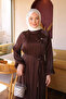 Brown Floral Bronched Chiffon Dress - 3
