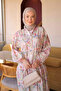 Pink Half Buttoned Sleeves Elastic Patterned Dress - 3